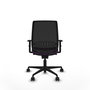 Silla de oficina Alares con mecanismo Sincro tapizada con Tela color Morado y malla color Negro. Equipada con lumbar 1D, Brazos 1D y Ruedas 65mm nailon
