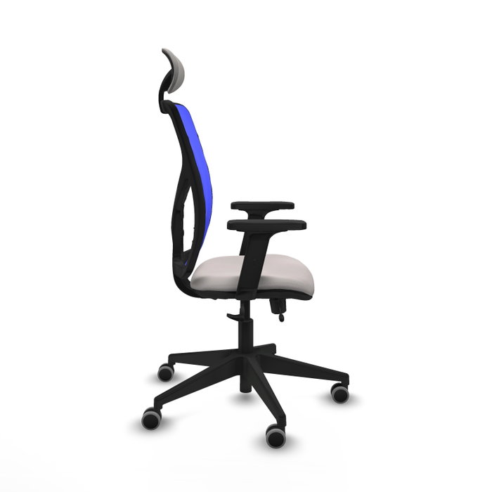 PIQUERAS Y CRESPO Silla de oficina Motilla con mecanismo Sincro/Traslack, Azul y Blanco