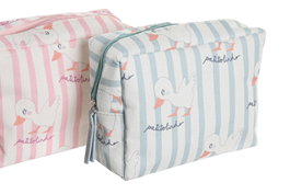 DKD Home Decor Neceser Baby Rosa Azul Patito Lindo 23 Impermeable Canvas 6 x 12 x 15 cm (12 Unidades)