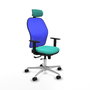 PIQUERAS Y CRESPO Silla de oficina Jorquera con mecanismo Sincro/Traslack, Turquesa y Azul