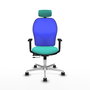 PIQUERAS Y CRESPO Silla de oficina Jorquera con mecanismo Sincro/Traslack, Turquesa y Azul