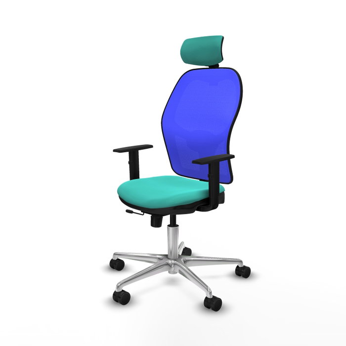 PIQUERAS Y CRESPO Silla de oficina Jorquera con mecanismo Sincro/Traslack, Turquesa y Azul