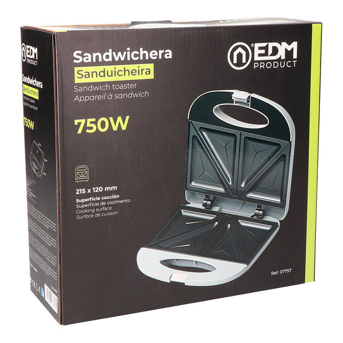 Edm Sandwichera Doble Blanca 750W Edm Sandwichera Doble Blanca 750W