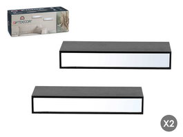 Giftdecor Dos Estantes Espejo 30 cm Negro (Set de 4)