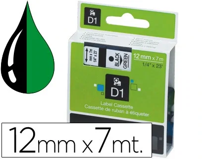 Dymo Cinta D1 Negro sobre verde 12mm x 7m Dymo Cinta D1 Negro sobre verde 12mm x 7m