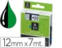 Dymo Cinta D1 Negro sobre verde 12mm x 7m