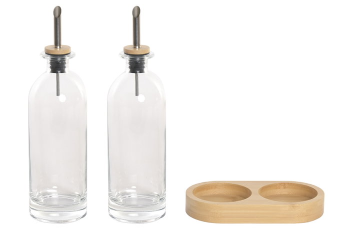 DKD Home Decor Set de Aceitera y Vinagrera de Cristal de 2 Piezas, 500ml