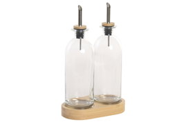 DKD Home Decor Set de Aceitera y Vinagrera de Cristal de 2 Piezas, 500ml