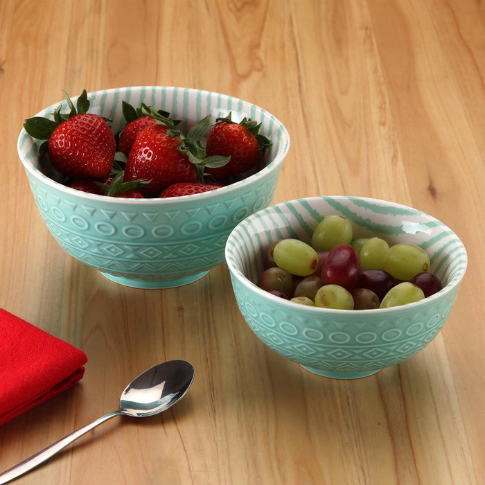 Bol para Aperitivos Versa Turquesa Cerámica Porcelana 12,3 x 5,8 x 12,3 cm