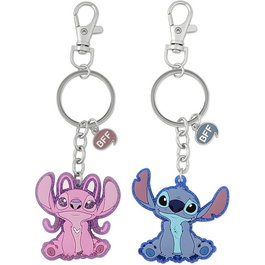 Disney Set 2 Llaveros Angel & Stitch Oficial