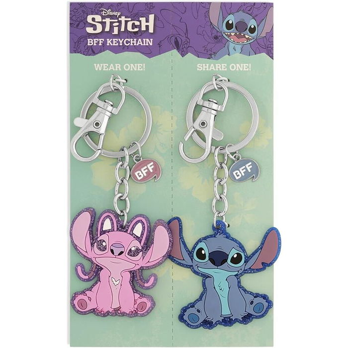 Disney Set 2 Llaveros Angel & Stitch Oficial
