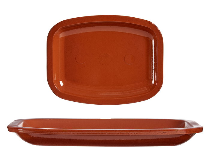 La Dehesa Bandeja Plana Rectangular 26x20 cm Barro Refractario Color Miel (Set de 13)