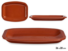 La Dehesa Bandeja Plana Rectangular 26x20 cm Barro Refractario Color Miel (Set de 13)