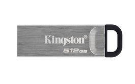 Kingston DataTraveler Kyson DTKN/512GB 512GB USB Flash Drive USB 3.2 Gen 1 Tipo A, Sin Capuchón con Presilla para Llavero, Plata, Velocidad Lectura 200MB/s
