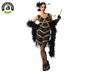 Disfraz Charleston Adulto Mujer Negro y Dorado Talla XL con Tocado