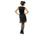 Disfraz Charleston Adulto Mujer Negro y Dorado Talla XL con Tocado