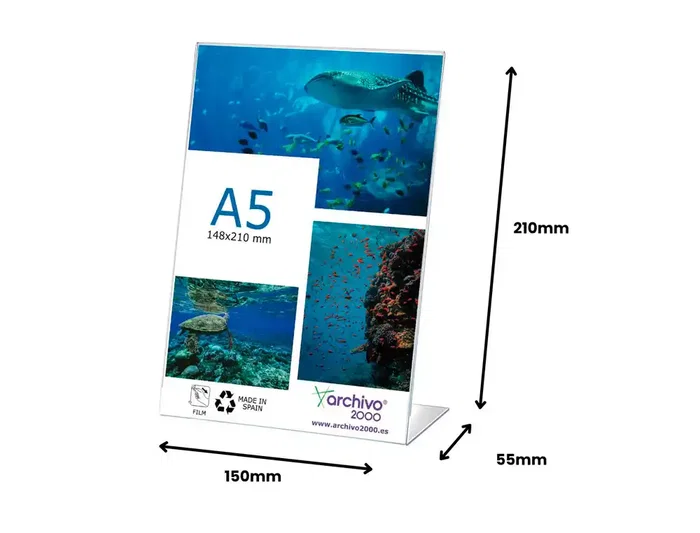 Archivo 2000 Expositor sobremesa DIN A5 vertical 55x150x210 mm PETG flexible transparente