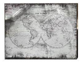 DKD Home Decor Espejo de Metal y Cristal con Mapa Envejecido Negro y Dorado