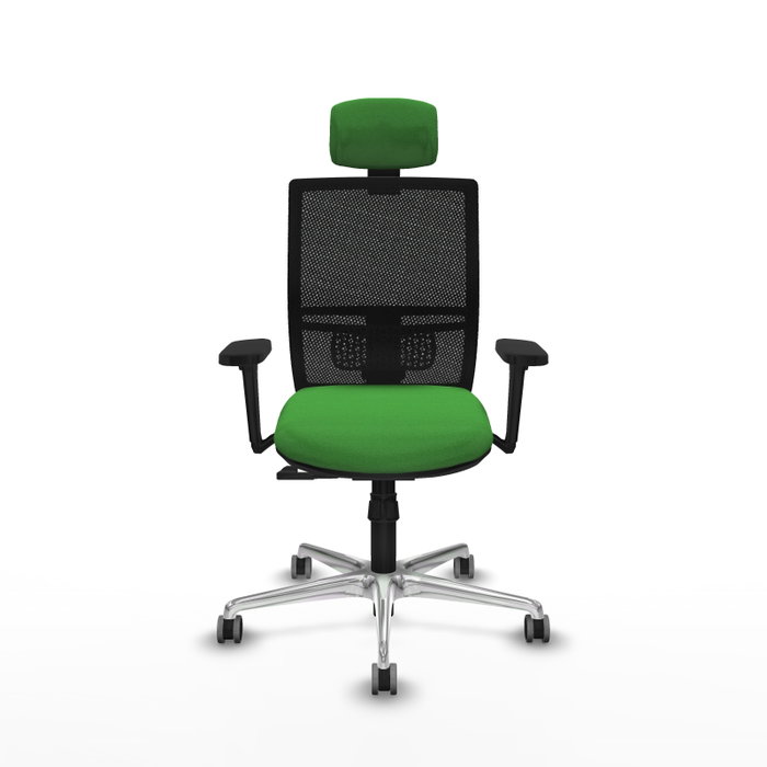 PIQUERAS Y CRESPO Silla de oficina Yunquera con mecanismo Sincro, Tela Verde y Malla Negra