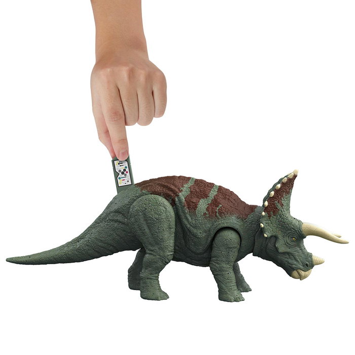 Mattel Hdx34 Dinosaurio Triceratops Jurassic World de juguete interactivo que ruge y golpea para niños +4 años