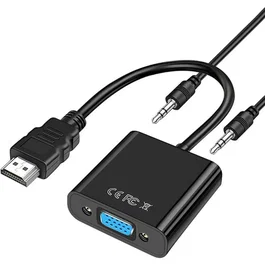 Adaptador HDMI a VGA con Audio 3.5mm - Convertidor Full HD 1080p a 60Hz para PC, Laptop, Consolas, Proyectores - Plug and Play