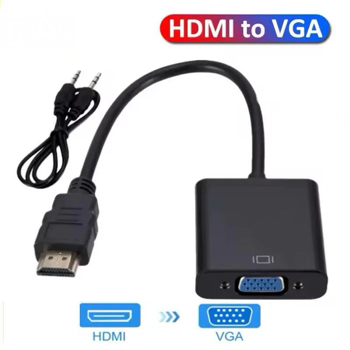 Generico Adaptador HDMI a VGA HD 1080p 60Hz con cable de audio 3.5mm