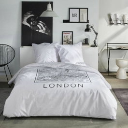 Today JAVA Juego de cama de 240x220 cm, Algodón, Estampado Londres, Blanco