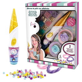 Tachan Set Decora Tu Pelo Unicornio con Extensiones y Aplicador Incluye Estrellas y Abalorios para Niñas +5 Años
