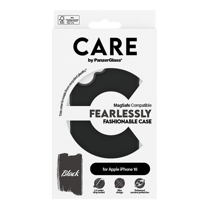 PanzerGlass CARE Case Fashion Black MagSafe para iPhone 16