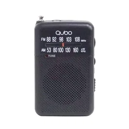 Qubo Radio portátil mini qubo RS-1 negro, radio FM/AM, auriculares incluidos, con altavoz y antena telescópica