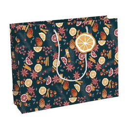 Bolsa De Papel Clairefontaine Kraft Decorado 37X27X12 Cm Citricos Navidad Pack De 6