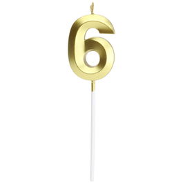 Party Time Vela Aniversario Cifra 6 Oro