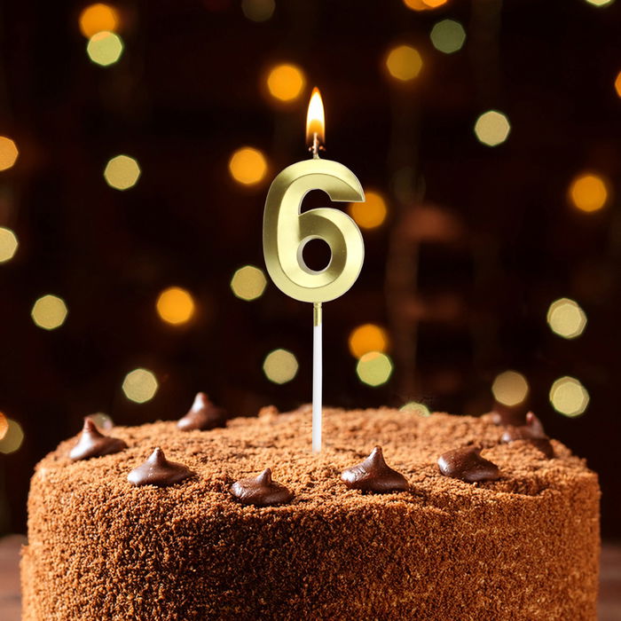 Party Time Vela Aniversario Cifra 6 Oro