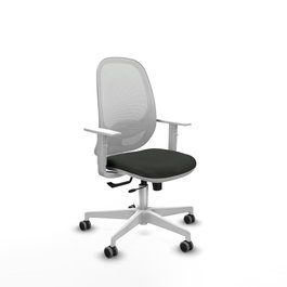 PIQUERAS Y CRESPO Silla de oficina Cilanco con mecanismo Sincro/Traslack, Tela Negra y Malla Blanca