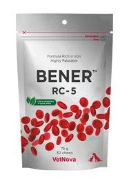 Vetnova Bener RC-5 Chews 30 unidades - Complemento vitamínico-mineral con hierro para perros y gatos - Apoyo en anemia, convalecencia e inapetencia