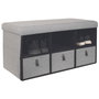 Home Deco Factory Banco Zapatero Plegable Gris Claro con 3 Cajones y 3 Compartimentos 76x38 cm
