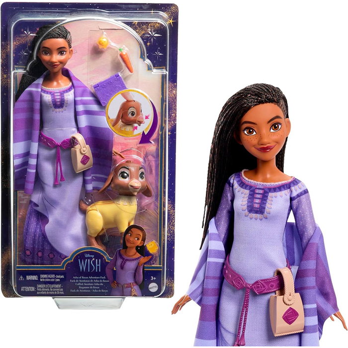 Mattel Disney Wish Asha con Accesorios (HPX25) Figura Muñeca Juguete Inspirado Película, +3 Años