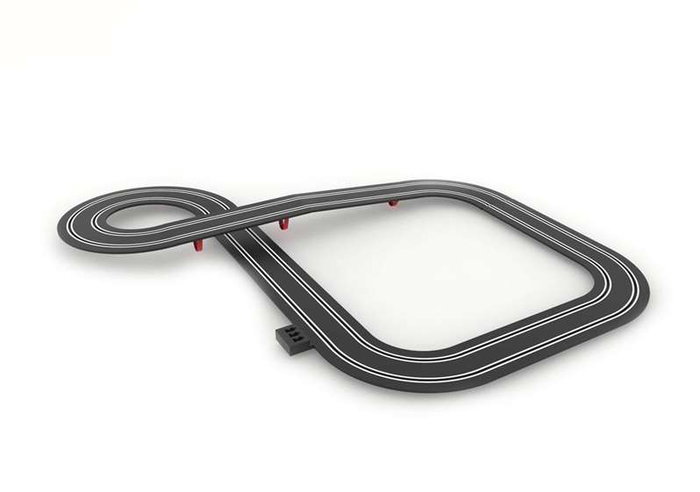 Pista scalextric jump & loop. incluye coches con luz,mando con turbo ,vallas,puente,rampa y looping 6,66m de pista 156x123 cm