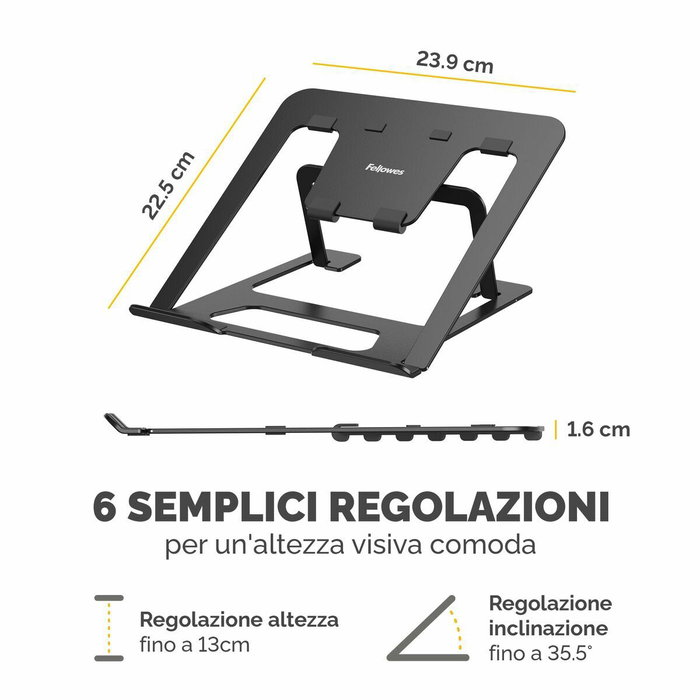 Fellowes Alumia Soporte para Portátil Negro Ajustable Fellowes Alumia Soporte para Portátil Negro Ajustable