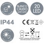 Home Deco Factory Guirnalda Solar 20 LED Blanca