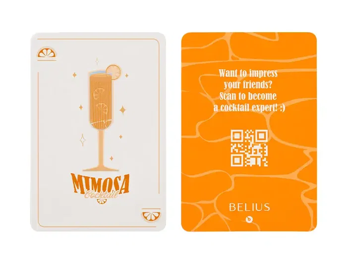Belius Cocktails Bolígrafo y Tarjetero de Aluminio y Símil Piel, Naranja Plateado con Tinta Azul, Protección RFID, Caja Diseño