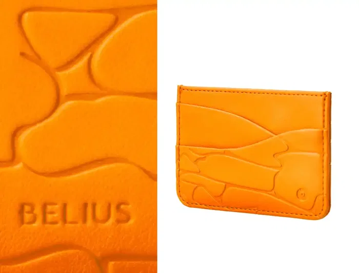 Belius Cocktails Bolígrafo y Tarjetero de Aluminio y Símil Piel, Naranja Plateado con Tinta Azul, Protección RFID, Caja Diseño