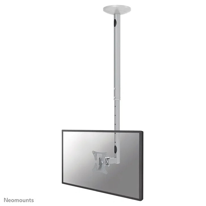 Neomounts FPMA-C050SILVER Soporte para TV de Techo Giratorio e Inclinable para Pantallas de 10" a 30" (76 cm), 1 Pantalla, VESA 75/100, Color Plata, Carga 20 kg