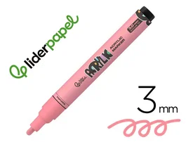 Liderpapel Rotulador Acrílico Base Agua Punta Redonda 3 mm Todo Tipo de Superficie Color Rosa Sakura
