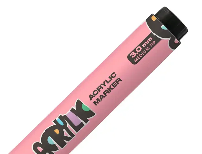 Liderpapel Rotulador Acrílico Base Agua Punta Redonda 3 mm Todo Tipo de Superficie Color Rosa Sakura