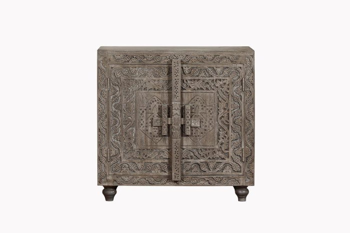 DKD Home Decor Aparador de Madera Tallado Gris