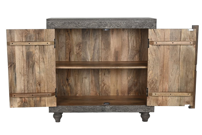 DKD Home Decor Aparador de Madera Tallado Gris