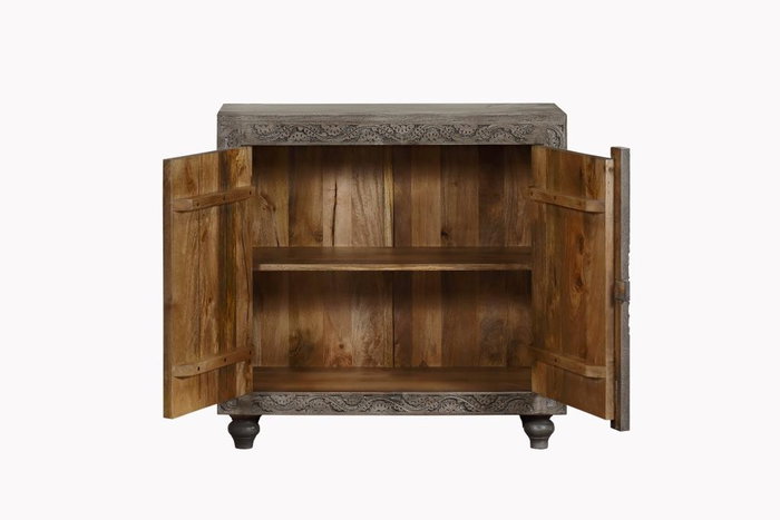 DKD Home Decor Aparador de Madera Tallado Gris