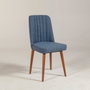 Hanah Home Vina 1048 Silla Escandinava Moderna Azul Oscuro, Nogal, Lino, Madera