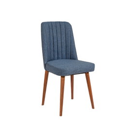Hanah Home Vina 1048 Silla Escandinava Moderna Azul Oscuro, Nogal, Lino, Madera